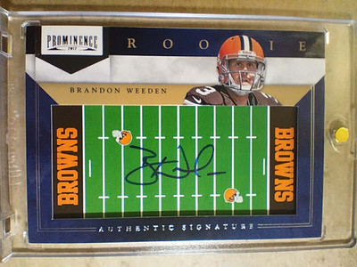 2012 Brandon Weeden Panini Prominence Rookie Playing Field Autograph RC /90   