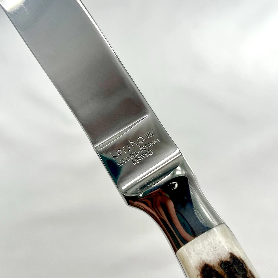 Cuchillo de cocina para carne Kershaw 5” Solingen Alemania mango de hueso de ciervo inoxidable de colección Foto 3 de 4