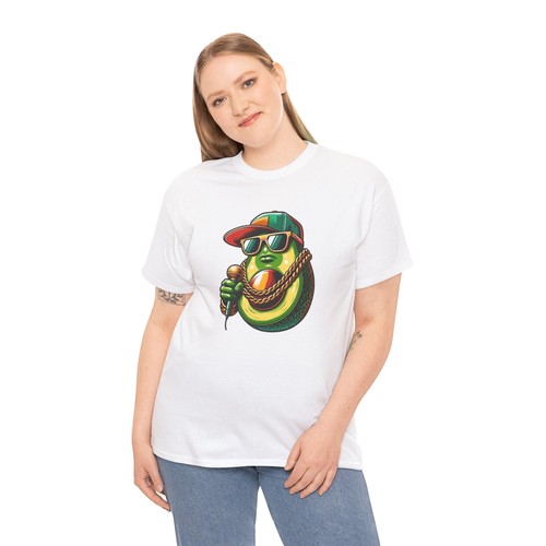 Unisex Adult T Shirt Avocado Rapper Pop Art Hip Hop Funny Food Gift Music Tee - Picture 6 of 25