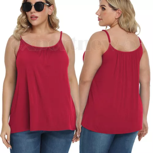 Women Flowy Pleated Camisole with Built-in Bra Loose Casual Sleeveless Tank Tops - Picture 17 of 48