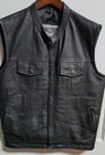 Dream Apparel Hideaway Concealed Carry Pockets Black Leather Mens Vest 46 / Xl
