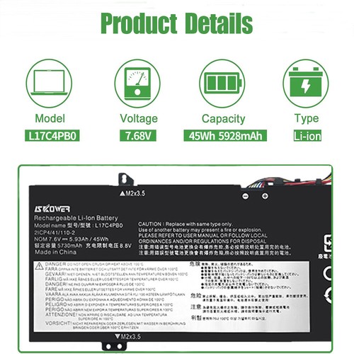 SKOWER L17C4PB0 Battery For Lenovo Yoga 530-14IKB Flex 6-14ARR XiaoXin Air 15IWL - Photo 3/5