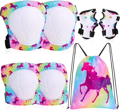 Knee Pads for Kids, 7Pcs Unicorn Kids Knee Pads and Elbow Pads Set Wrist Guards - Picture 10 of 12