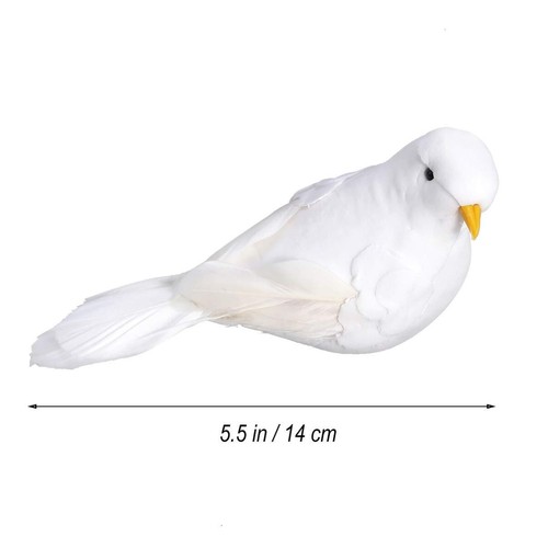 Home Decor 2Pcs Artificial Birds Pigeon Artificial Doves White Artificial Bir... - Picture 4 of 9