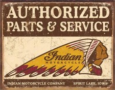 New Authorized Indian Parts and Service Decorative Metal Tin Sign Made in USA