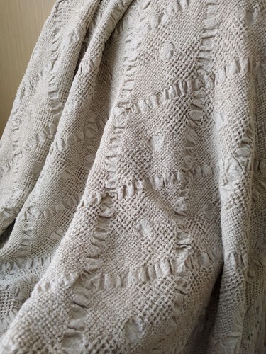 large flax blanket bedspread coverlet textured 79 x 94 inch linen cotton blend - Picture 3 of 9