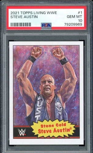 2021 Stone Cold Steve Austin Topps Living WWE #1 PSA 10 GEM Perfect Card Rare🔥