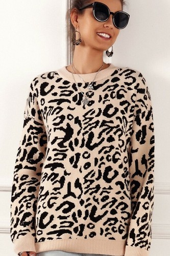 Cárdigan Suéter Suelto Cálido Estampado Animal Leopardo Estilo Anthropologie ESLEY - Imagen 3 de 3