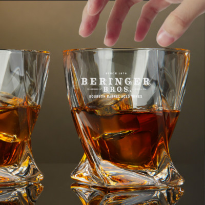 Custom Engraved Beringer Brothers Bourbon Barrel Aged Wines Glass   10 oz Twiste