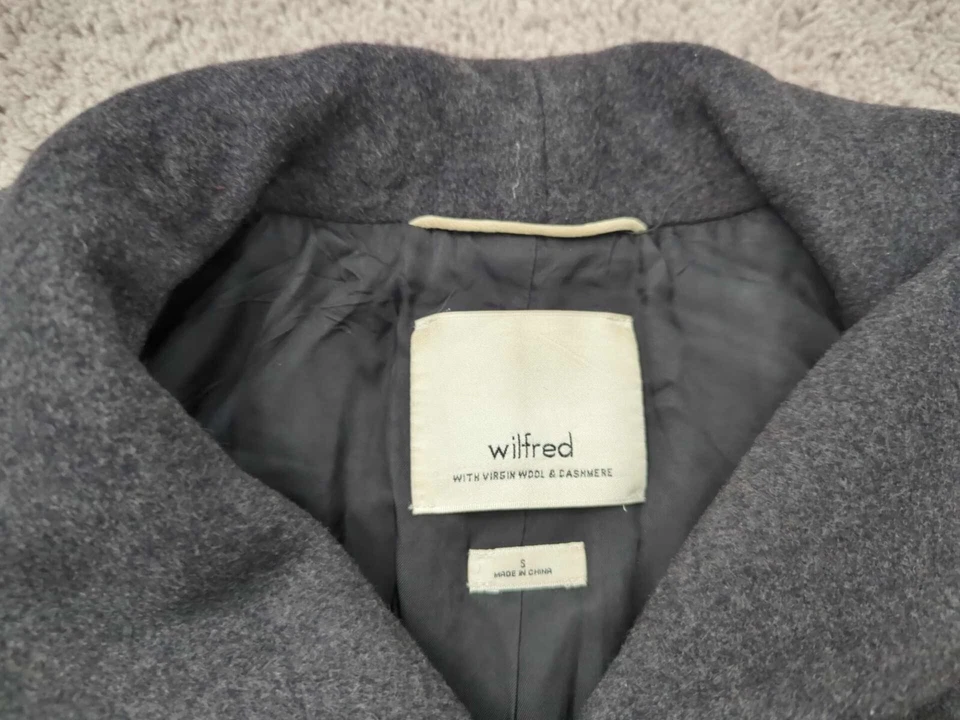 Abrigo Aritzia Wilfred Mujer Pequeño Gris Lana Cocoon y Bolsillos de Cachemira Foto 2 de 4