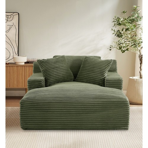 Oversized Chaise Lounge Chair Indoor No Assembly Required Cloud Plush Corduroy - Picture 21 of 65