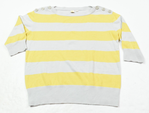 Anthropologie Yellow Bird Kaschmir Pullover Damen mittelgrau gelb 1/2 Arm