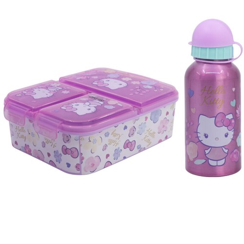 Juego de almuerzo Hello Kitty 2 piezas lata de pan de 3 cámaras botella de aluminio 400 ml - Imagen 2 de 7