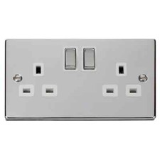 Click Deco VPCH536WH Switched Socket Polished Chrome White Insert