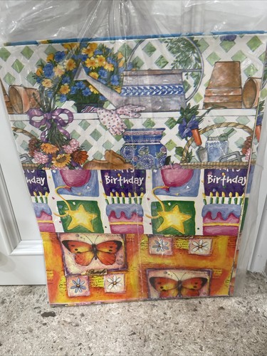 VTG Gift Wrap Paper American Greetings Butterfly Flowers Frogs Birthday Garden - Picture 3 of 4