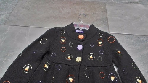 NUEVO CON ETIQUETAS NIÑAS CÁRDIGAN ALGODÓN BORDADO CARAMELO MAÍZ NEGRO 6X - Imagen 2 de 2