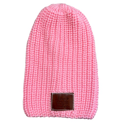 Love Your Melon Beanie Pink Knit Brown 