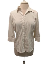 Croft & Barrow White 3/4 Sleeve Stretch Knit Blouse PM