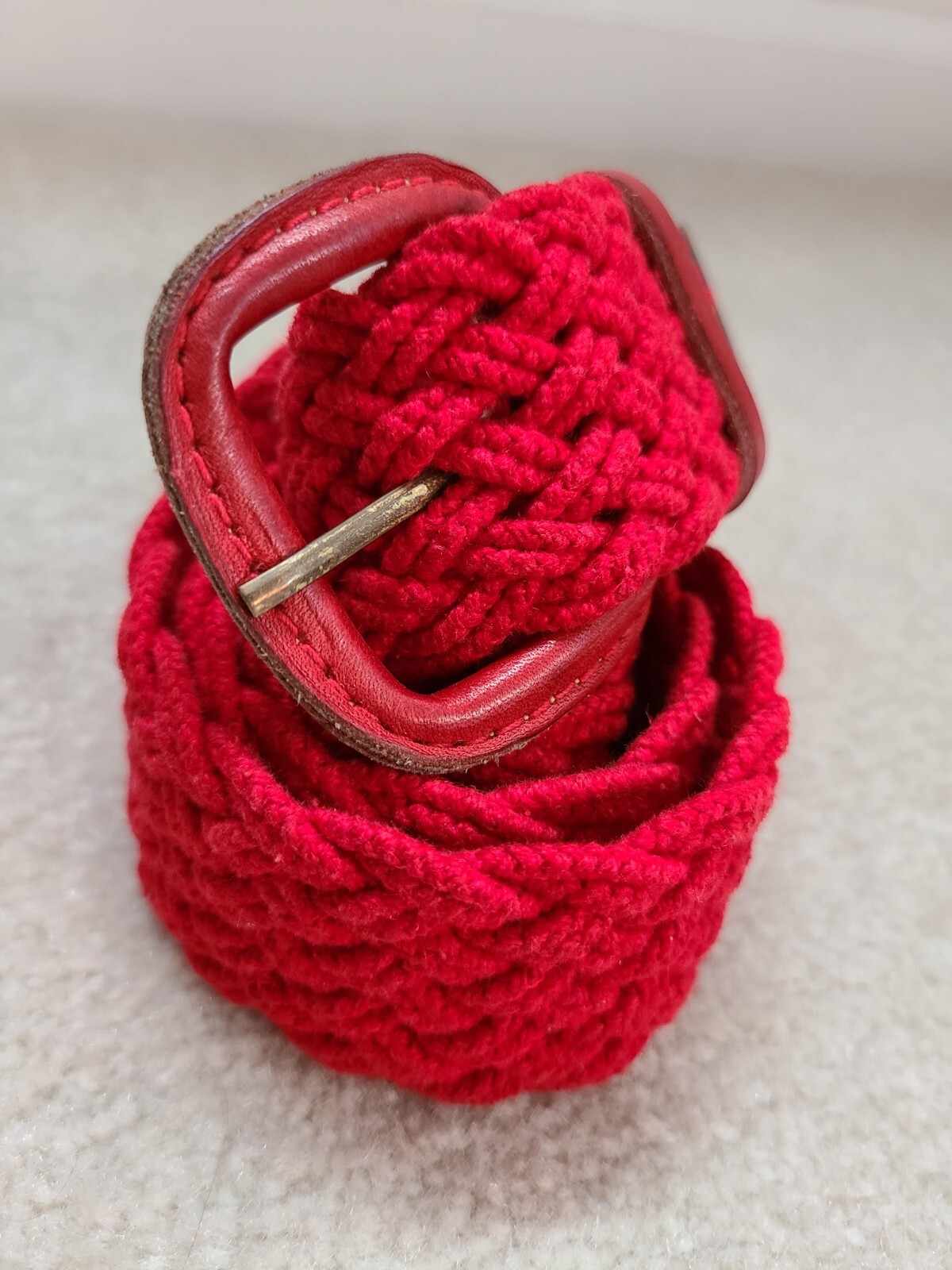 Vintage Red Woven Braided Belt Womens 36 Inches - image 3