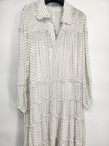 NWD Anthropologie Long-Sleeve Smocked Tiered Maxi Dress Sz LP Polka Dot #9F417 - Picture 5 of 15