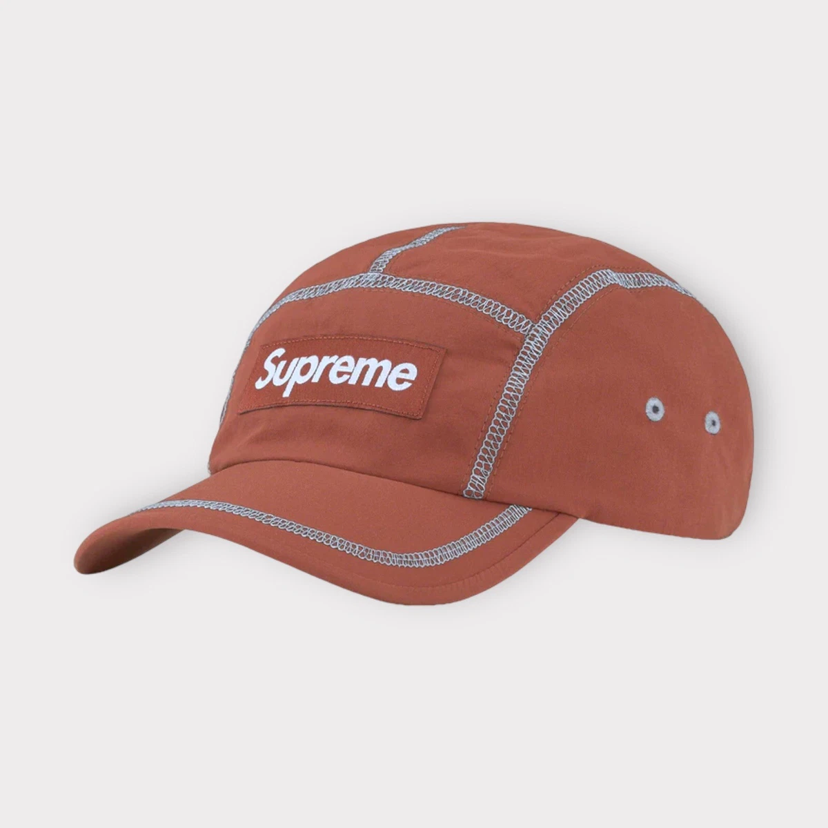 Supreme Reflective Stitch Camp Cap Brown