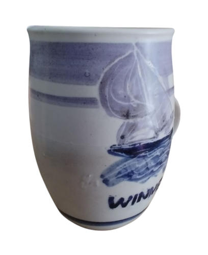 T. Ferguson Stoneware Novelty Mug 1985 SAILBOAT FIRST / WINNER 25 oz. Dbl. Sided - Picture 10 of 15