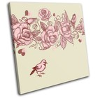 Floral Vintage Illustration SINGLE CANVAS WALL ART Picture Print VA