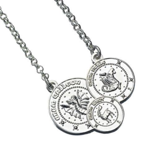 SaleHarry Potter Silver Plated Gringotts Coin Necklace Triple Silver Coin Design - Picture 1 of 3
