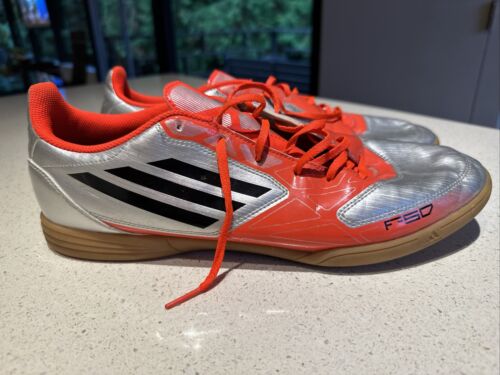 Herren Adidas F50 Indoor Fußball Gr. 13 Orange & Silber Sneaker TOP - Bild 1 von 9