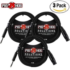 3-PACK Pig Hog 6FT TRS Male to XLR Female Balanced Cable PX-TMXF6
