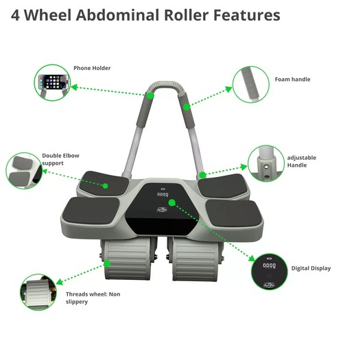 Royal Blaze 4-Wheel Abdominal Roller Elbow Support Anti-Slip Exercise Machine - Picture 9 of 18