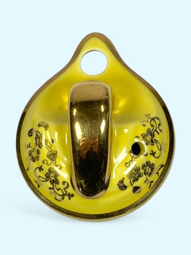 Vintage 1930s Hall China Canary Yellow & Gold Art Deco Hook Lid Teapot 0799 - Picture 6 of 10