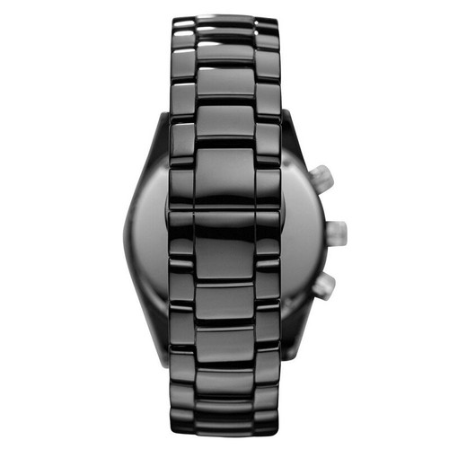 EMPORIO ARMANI CERAMICA AR1455 MOTHER OF PEARL BLACK/SILVER/CRYSTAL LADIES WATCH - Picture 6 of 7