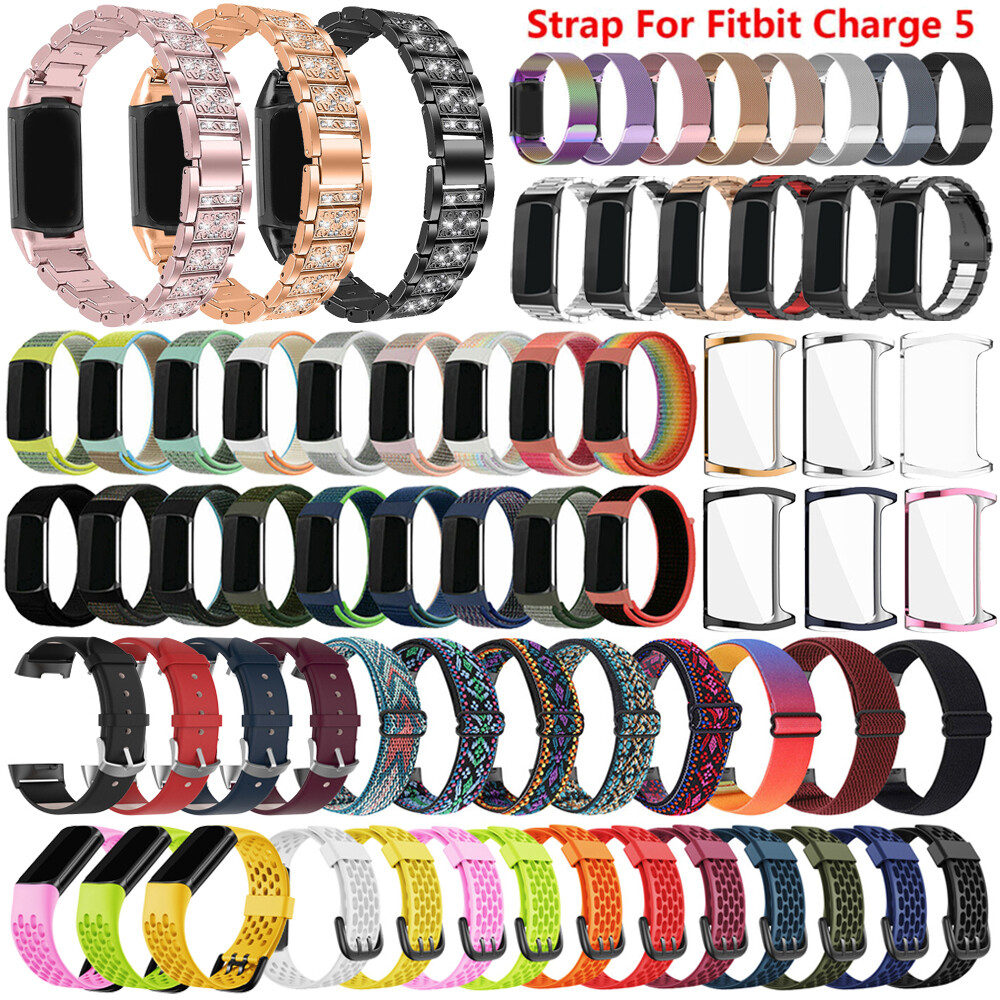 Nylon Silikon Leder Uhrenarmband Für Fitbit Charge 5/6 Smartwatch