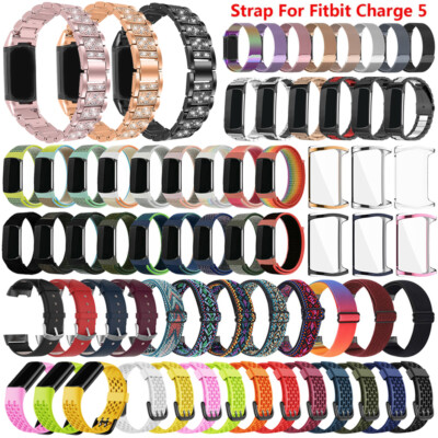 Nylon Silikon Leder Uhrenarmband Für Fitbit Charge 5/6 Smartwatch Ersatz Armband