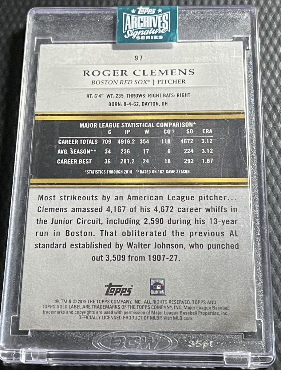 2024 Roger Clemens Red Sox 1/1 Topps Archives Signatures On-Card