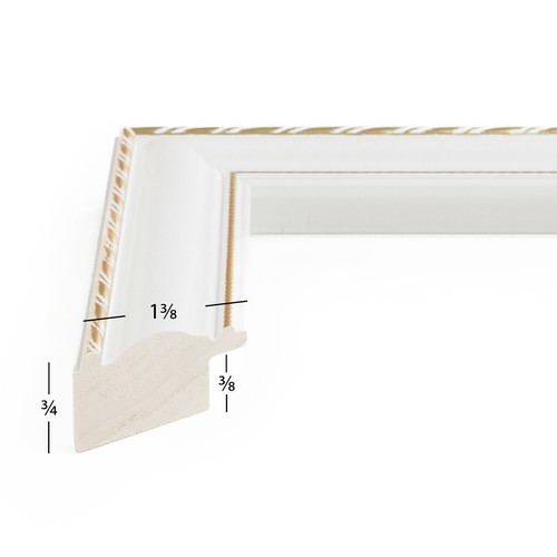 Victoria, 1.37" White & Gold Picture Frame, Uncommon Sizes 18x18 - 24x31, 4-Pack - Picture 4 of 8