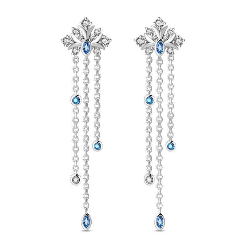 Crystal Flower Stud Earrings in 925 Sterling Silver