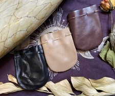 Real Leather Small Pouch, Trinket Pouch, Leather Bag, Mojo Bag, Charm Bag