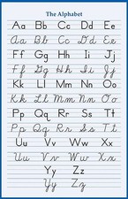 ALPHABET HANDWRITING CURSIVE POSTER 24 X 36 INCH school elementary letters abc