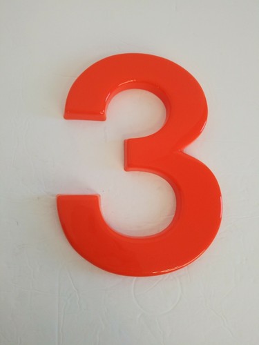 Orange Kunststoff Nummer 3 Haus-/Wohnungsnummer Kinder dritter Geburtstag Schild - Bild 1 von 6