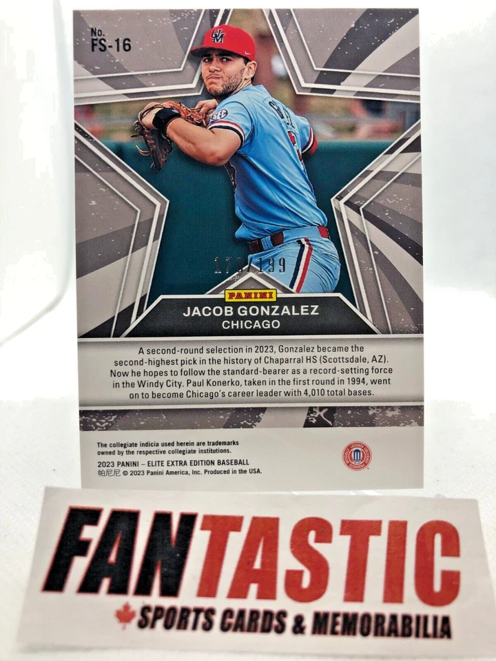Jacob Gonzalez BLUE /199 Future Star Status 2023 Elite Extra Edition #FS-16 - Image 2 of 2