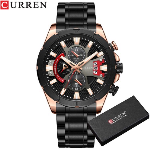 CURREN Orologi Uomo Acciaio Inox Orologio da Polso Cronografo Uomo Orologio Luminoso - Foto 28 di 34
