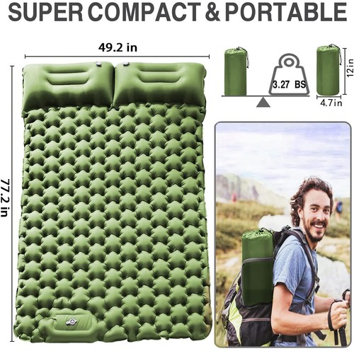 2 Person Inflatable Air Mattress Tent Mat for Camping Hiking Travel SleepingPad - Picture 21 of 30