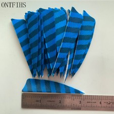 50PCS 3inch Striped Sky Blue Shield Fletches Feathers Fletching RW LW