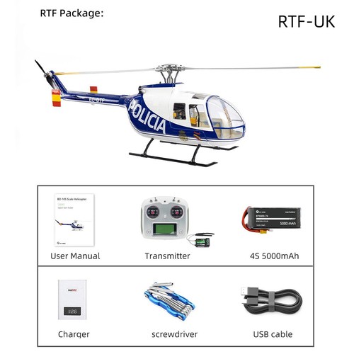 Fly Wing BO-105 Police 10CH GPS 3D Hovering 4 Blades H1 Controller RC Helicopter - Picture 8 of 27