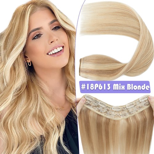 One Piece U-Shape 100% Remy Human Hair Extensions Clip In 3/4 Full Head Weft Icy - Picture 33 of 37