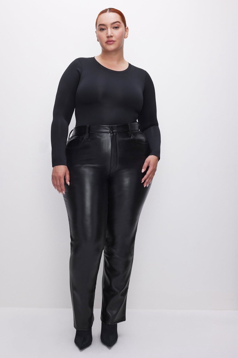 AMERI アメリ LIKE WORKER FAKE LEATHER PANTS $185 NWT Good American Women's Black Faux Leather Pants Size: 15