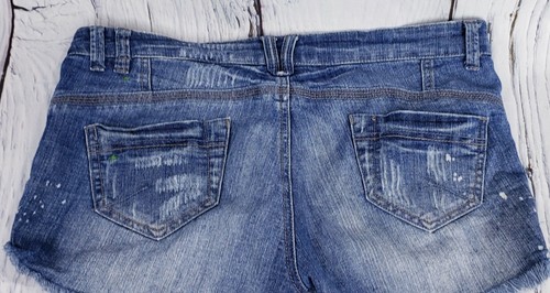 Blue Asphalt Ladies Frayed Hem Jean Short Shorts MidRise Distressed Blue Size 11 - Picture 10 of 12