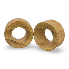 Pair of Teak Wood Tunnels organic gauges plugs